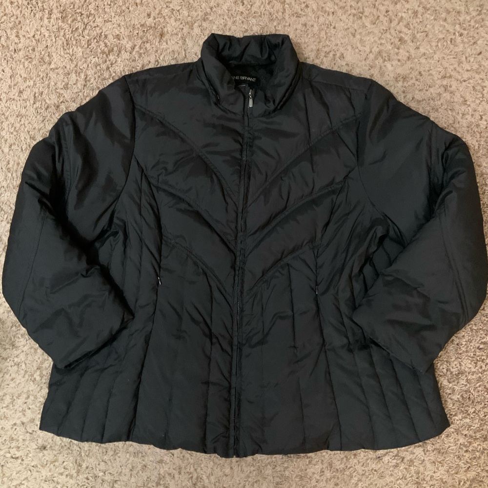 Lane Bryant Women’s Black Parka Jacket Size 26/28 Down Feather Puffer Coat